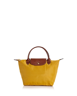 Longchamp 'small Le Pliage' Top Handle Tote - Yellow In Sunshine Yellow/gold