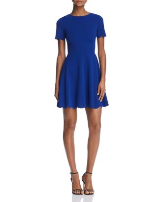 AQUA Scalloped Fit-and-Flare Dress - 100% Exclusive | Bloomingdale's