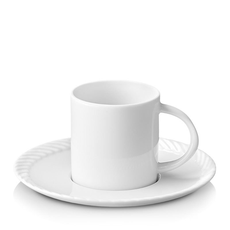 L'objet Corde Espresso Cup & Saucer Set In White