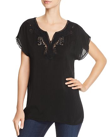 Johnny Was Navi Embroidered Lace Top | Bloomingdale's