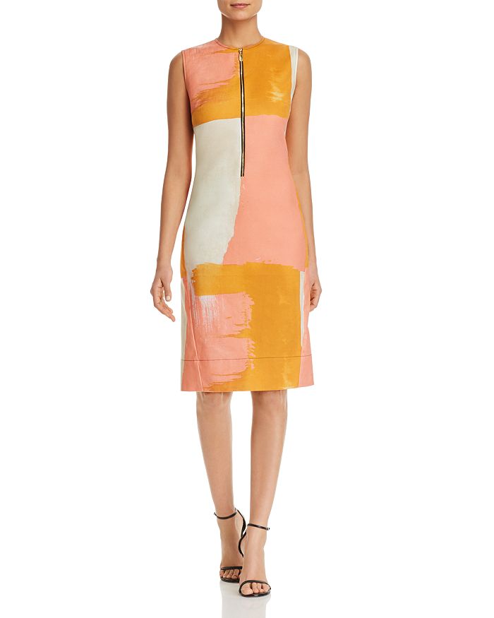 Zip Down Brushstroke Dress main image 1