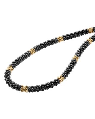 Gold & Black Caviar Collection 18K Gold & Ceramic Rope Necklace, 18"