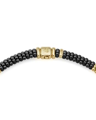 Gold & Black Caviar Collection 18K Gold & Ceramic Collar Necklace, 16"