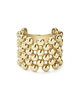 Caviar Gold Collection 18K Gold Wide Beaded Ring