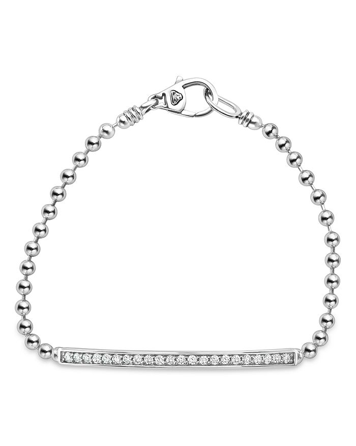 LAGOS - Sterling Silver Caviar Spark Diamond Bar Chain Bracelet