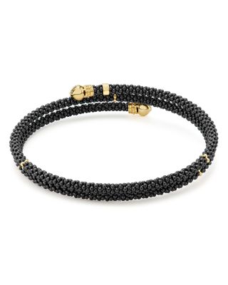 Gold & Black Caviar Collection 18K Gold & Ceramic Three Strand Bracelet 
