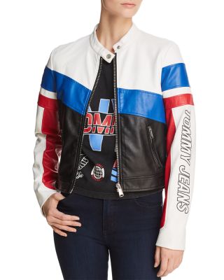 værdig jeg er træt Ambassadør Tommy Jeans Color-Block Faux Leather Racing Biker Jacket - 100% Exclusive |  Bloomingdale's