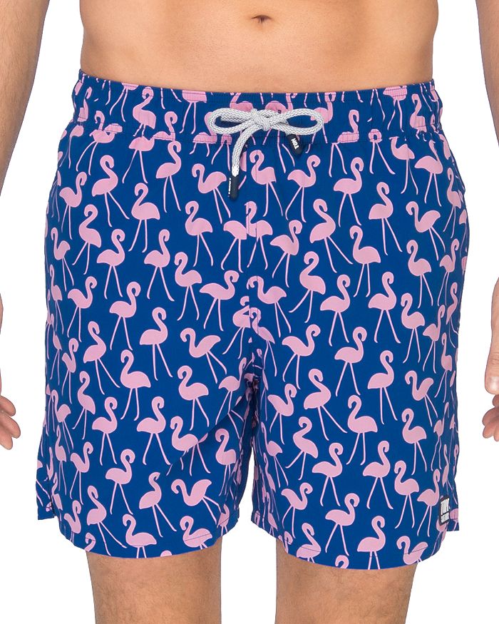 Shop Tom & Teddy Flamingo Print Swim Trunks In Rose