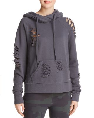 alo yoga distressed hooded sweatshirt