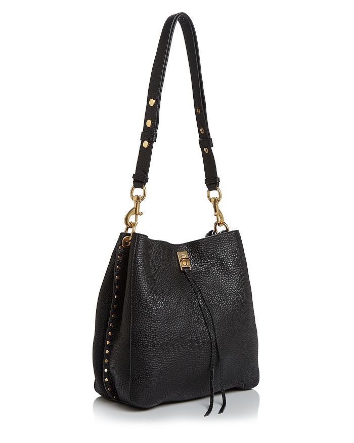 Shop Rebecca Minkoff Darren Leather Shoulder Bag In Black/black