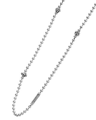 Sterling Silver Caviar Icon Necklace, 16&amp;quot;