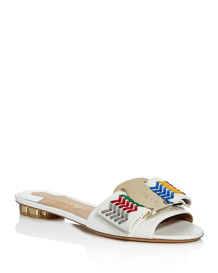 Salvatore Ferragamo Women Back Leather Slide Mules