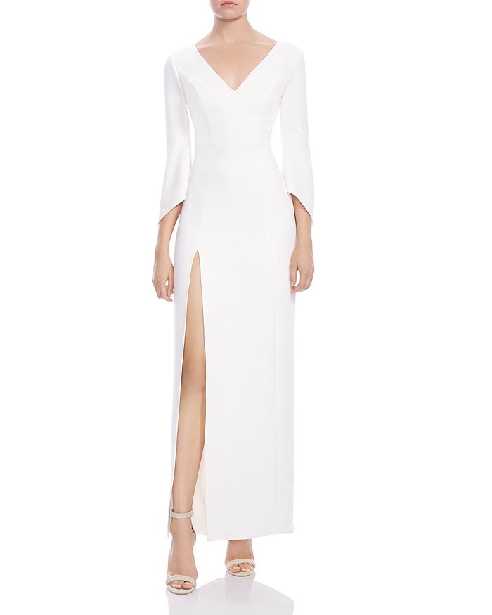 HALSTON HERITAGE HALSTON Flounce Sleeve Crepe Gown Bloomingdale s