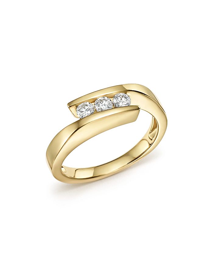 Bloomingdale's Diamond Three Stone Band In 14k Yellow Gold, 0.30 Ct. T.w.- 100% Exclusive In White/gold