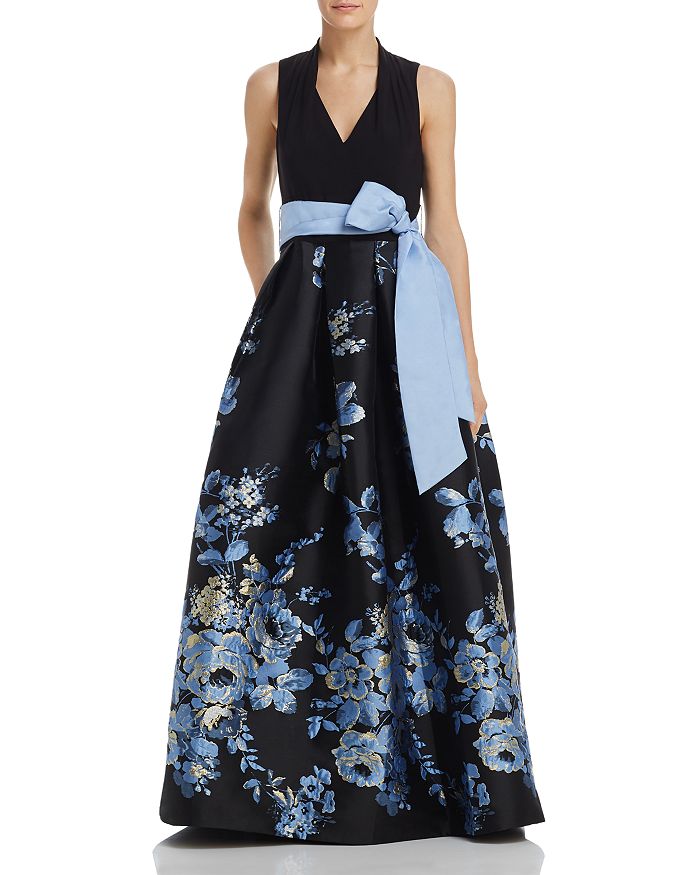 Eliza j metallic best sale floral ball gown