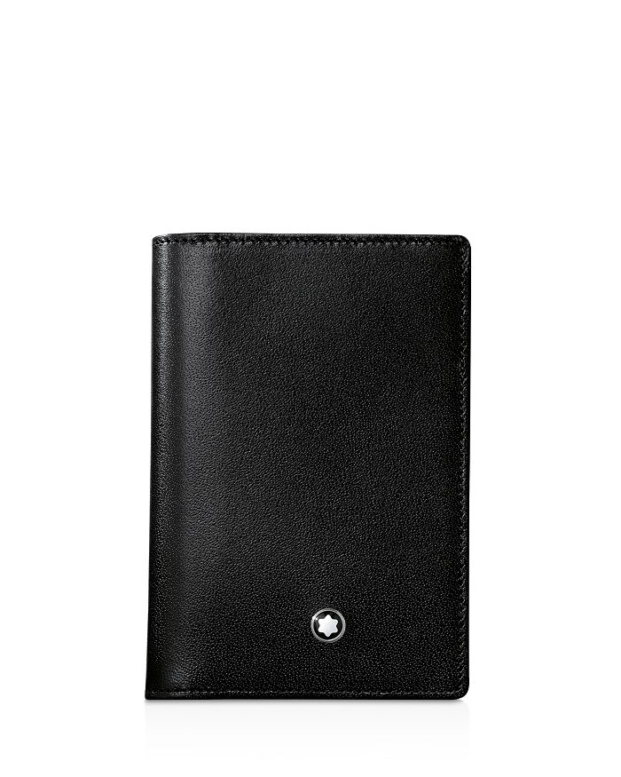 Shop Montblanc Meisterstuck Leather Business Card Holder With Gusset In Black