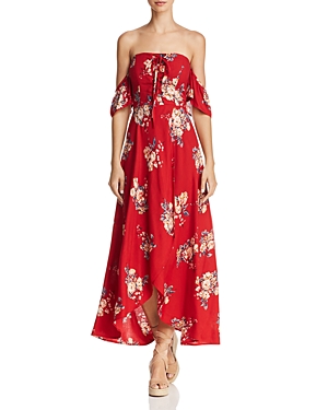 BAND OF GYPSIES BAND OF GYPSIES OFF-THE-SHOULDER FLORAL-PRINT MIDI DRESS - 100% EXCLUSIVE,W1835458