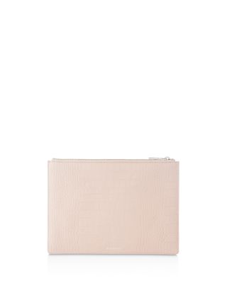 Matte Croc-Embossed Medium Leather Clutch