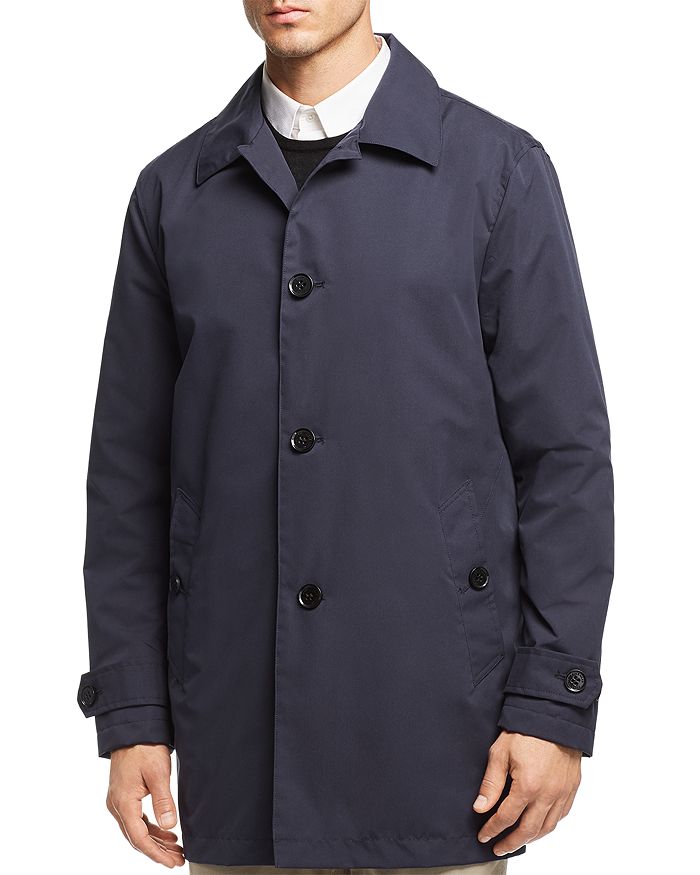 Cole Haan Men's Button-front Water Resistant Rain Coat In Navy