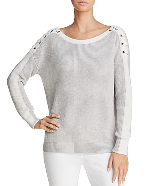 MINNIE ROSE LACE-UP SHOULDER SWEATER,S5057C18
