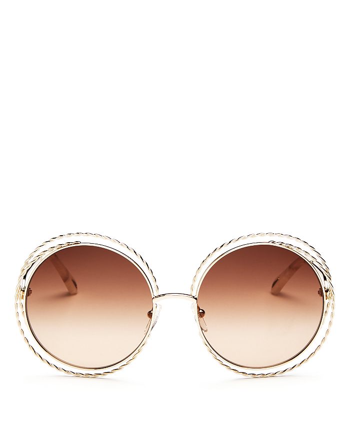 Chloé Women's Carlina Torsade Oversized Round Sunglasses, 58mm In Gold/brown