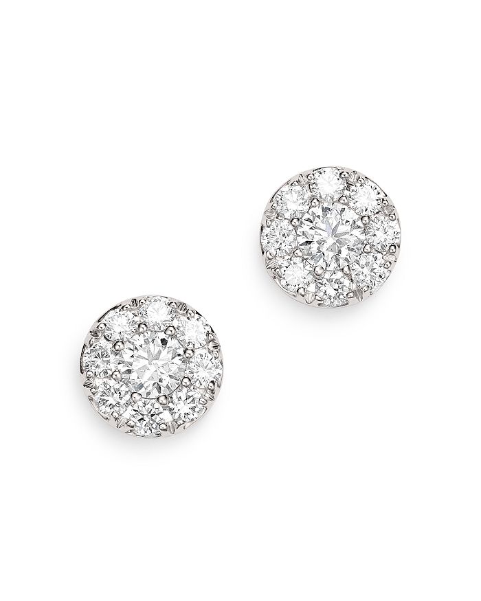 Bloomingdale's Diamond Cluster Halo Stud Earrings In 14k White Gold, 0.75 Ct. T.w. - 100% Exclusive