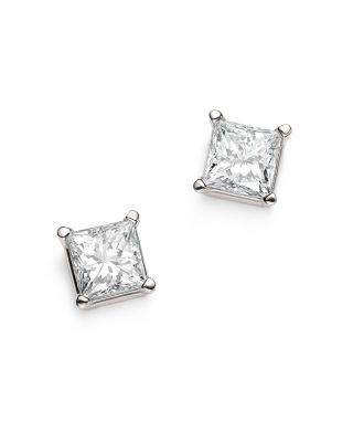 Bloomingdale's Fine Collection Diamond Princess-Cut Studs in 14K White Gold, 1.50 ct. t. w. - Exclusive