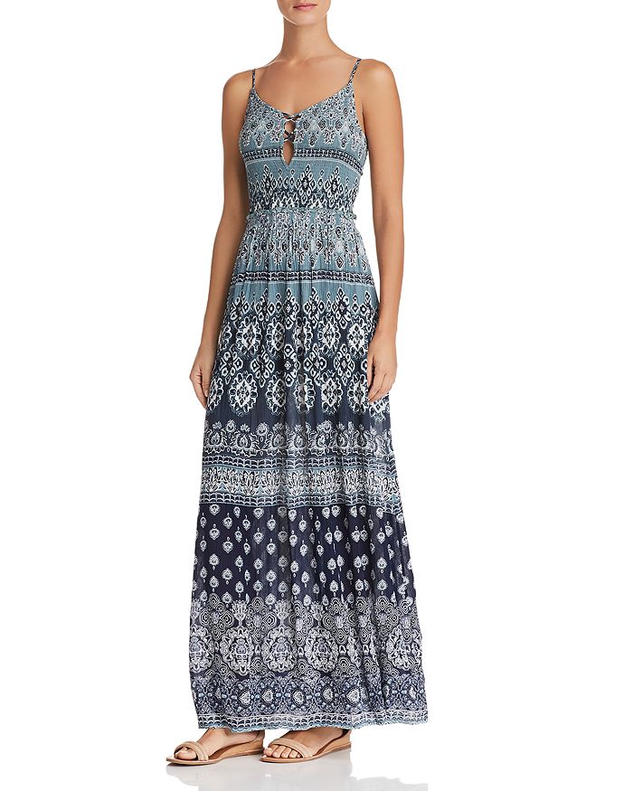 Pink Aqua Batik Long Sleeve Dress