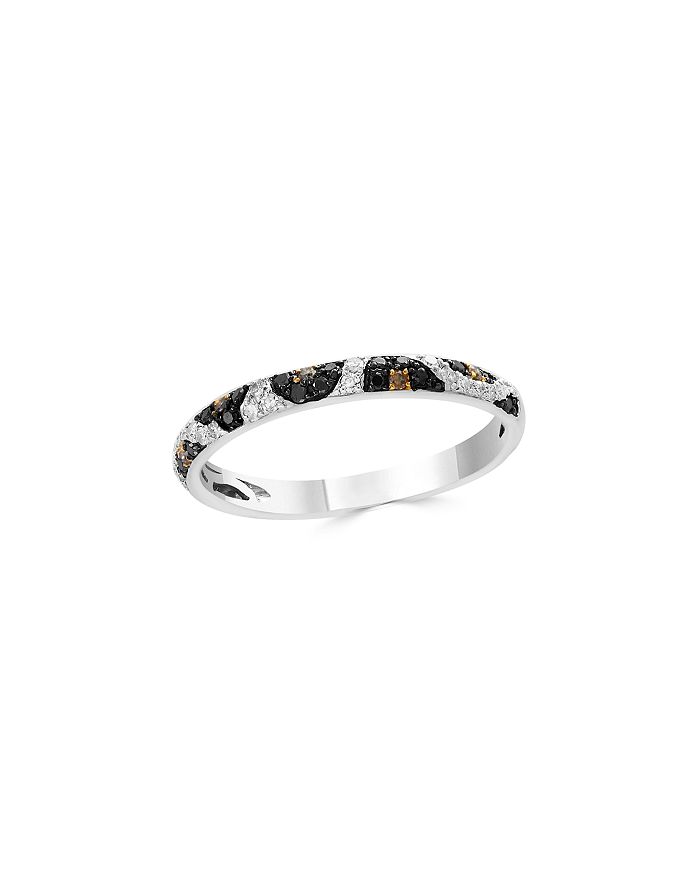 Bloomingdale's Black, White & Brown Diamond Leopard Spot Ring In 14k White Gold - 100% Exclusive In Black/brown