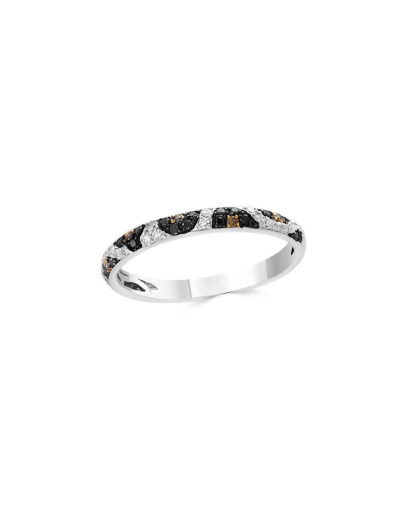Bloomingdale’s Fine Collection Black, White & Brown Diamond Leopard Spot Ring in 14K White Gold