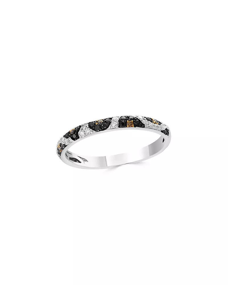 Bloomingdale's Fine Collection Black, White & Brown Diamond Leopard Spot Ring in 14K White Gold