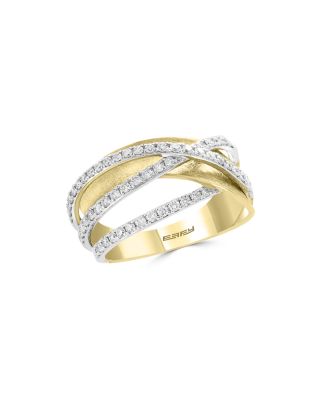 diamond crossover ring yellow gold