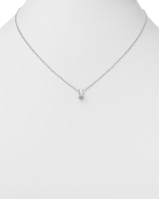 Diamond Solitaire Pendant in 18K White Gold, 0.50 tcw&nbsp;