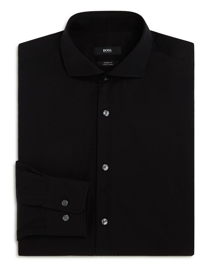 Hugo Boss Solid Basic Regular Fit Dress Shirt In Black | ModeSens