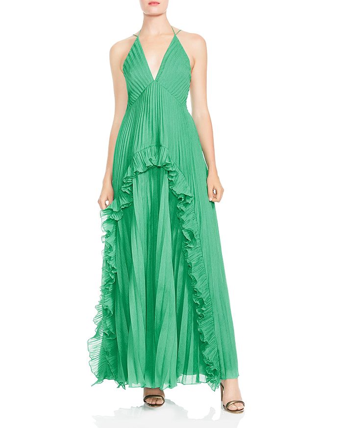 Halston heritage new arrivals green pleated dress