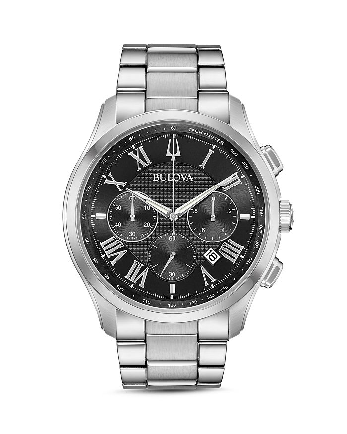 Shop Bulova Wilton Watch, 46.5mm In Black/silver