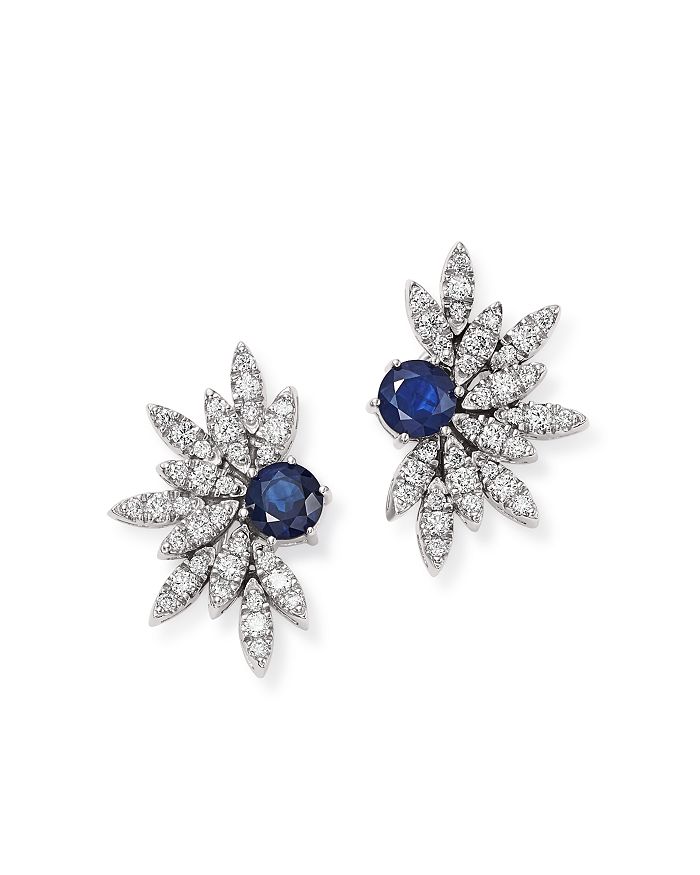 Bloomingdale's Blue Sapphire & Pave Diamond Statement Earrings In 14k White Gold - 100% Exclusive In Blue/white