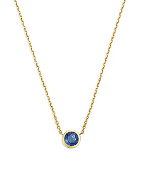 Bloomingdale's - Blue Sapphire Bezel Pendant Necklace in 14K Yellow Gold, 16" - 100% Exclusive 