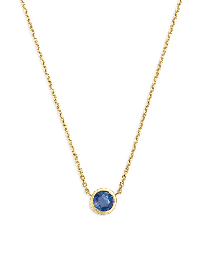 Bloomingdale's Blue Sapphire Bezel Pendant Necklace In 14k Yellow Gold, 16 - 100% Exclusive In Blue/gold