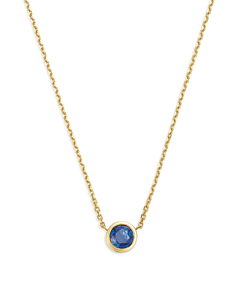 Bloomingdale's Fine Collection Blue Sapphire Bezel Pendant Necklace in 14K Yellow Gold, 16