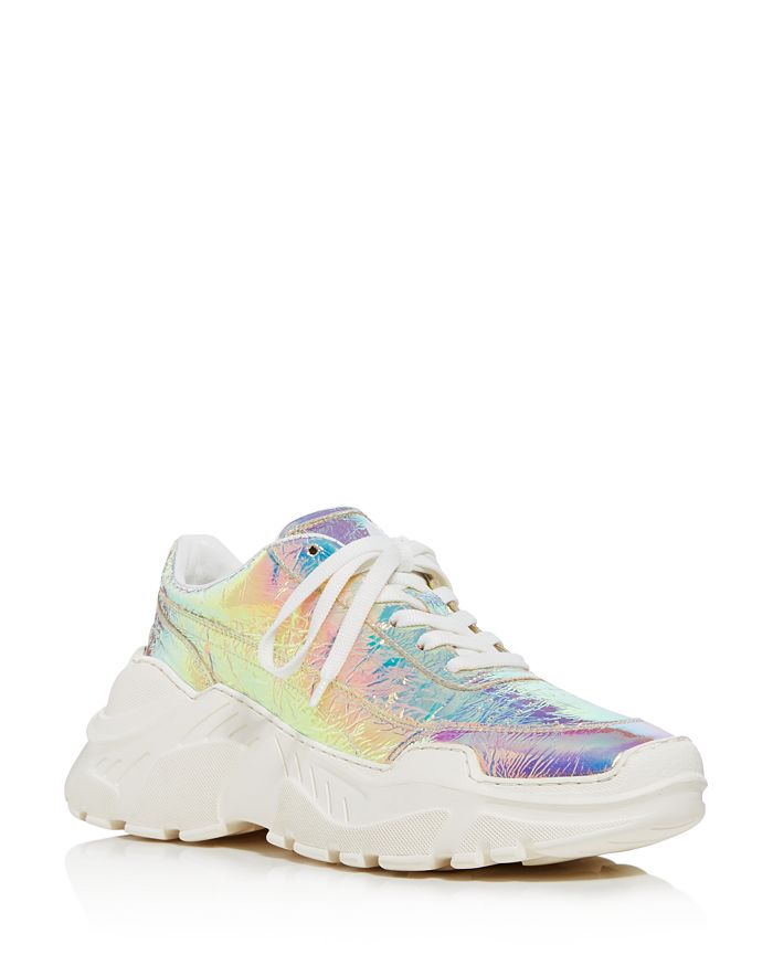 Joshua Sanders - Women's Leather & Holographic Foil Lace Up Sneakers