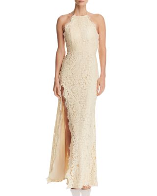 Fame and Partners Lace Open Back outlet Halter Gown