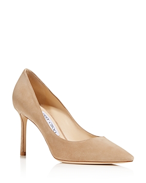 Jimmy Choo Romy 85 Spitze Pumps Aus Nudefarbenem Wildleder In Nude