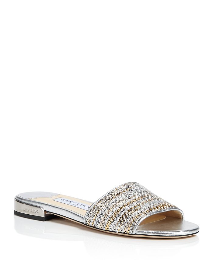 Jimmy Choo Joni Woven Metallic Slide Sandals | Bloomingdale's