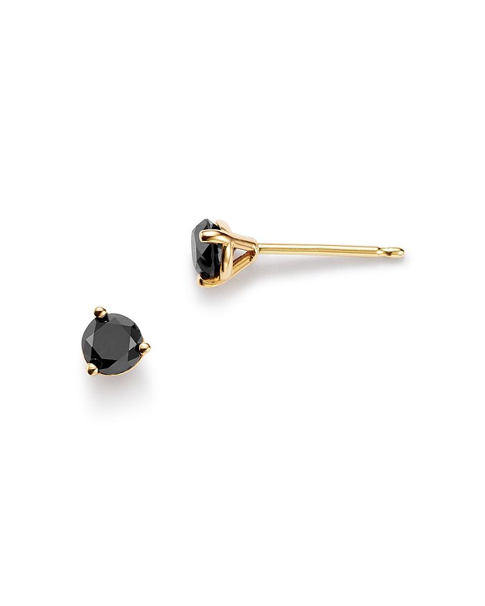 Shop Bloomingdale's Black Diamond Stud Earrings In 14k Yellow Gold, 0.50 Ct. T.w. - 100% Exclusive In Black/gold