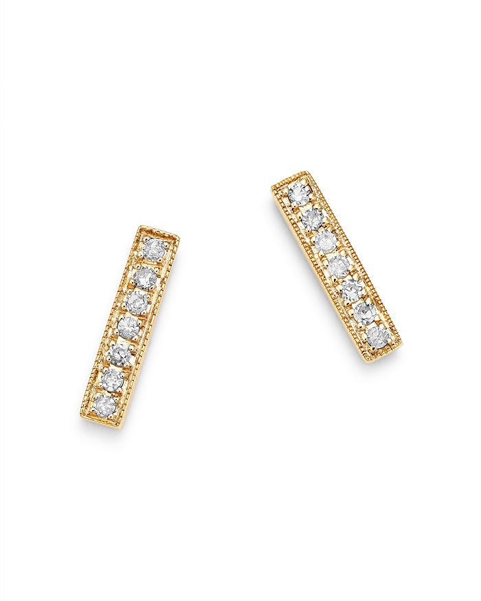 Moon & Meadow Diamond Bar Earrings in 14K Yellow Gold, 0.04 ct. t.w ...