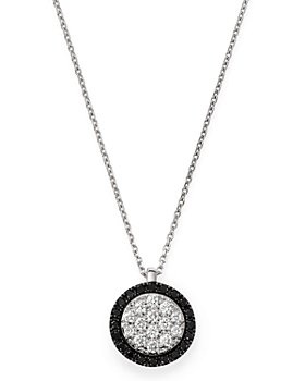 Bloomingdale's - Black & White Diamond Circle Pendant Necklace in 14K White Gold - 100% Exclusive 