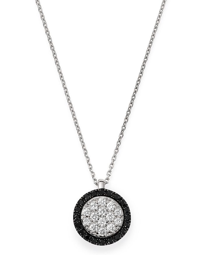 Bloomingdale's - Black & White Diamond Circle Pendant Necklace in 14K White Gold - 100% Exclusive
