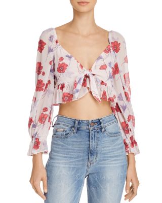 Endless Rose - Floral Tie-Front Cropped Top