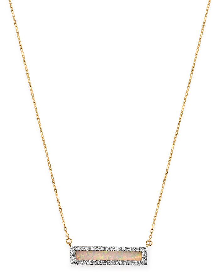 Adina Reyter 14k Yellow Gold Opal Or Turquoise & Diamond Bar Pendant Necklace, 17 In White/gold